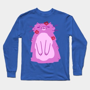 Angry Fluffy Pink Cat Long Sleeve T-Shirt